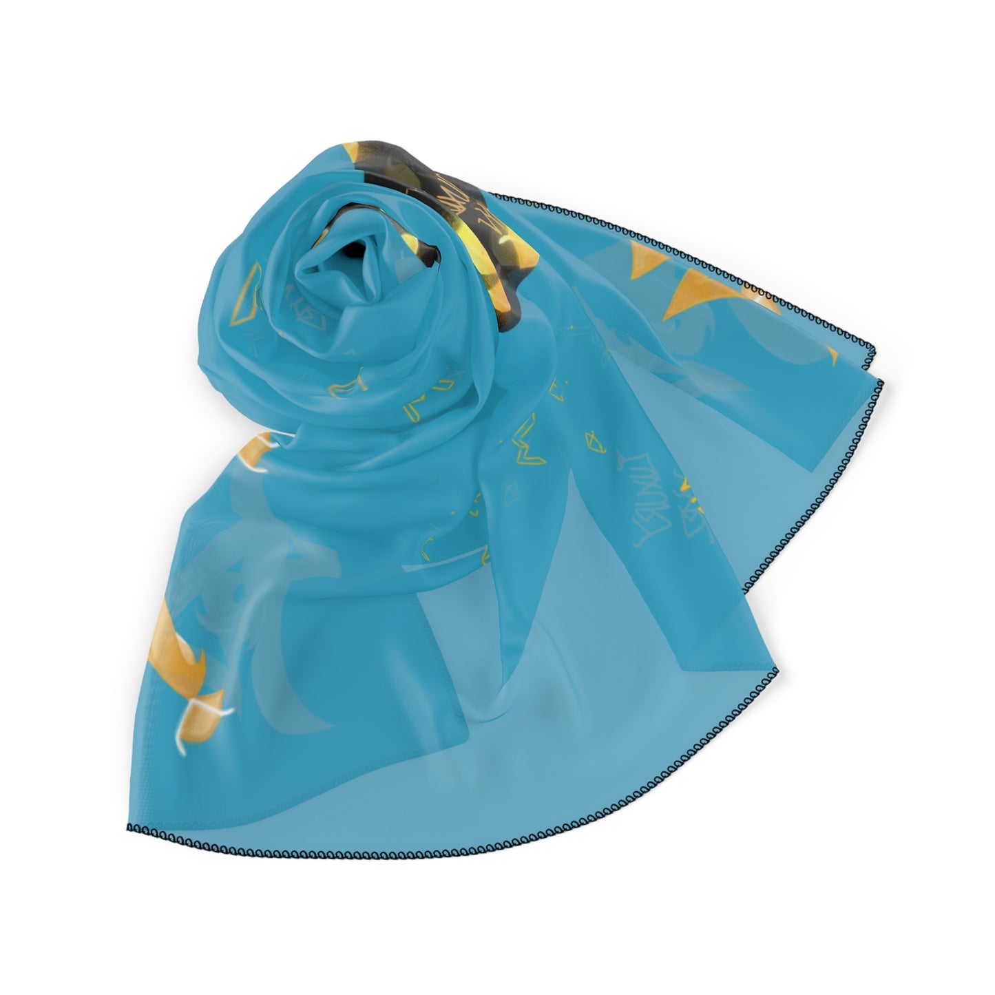 Bufanda de poliéster de lujo con patrón 1 de Vybz (azul diamante)