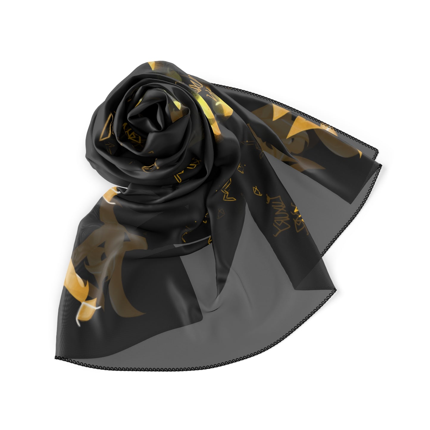Luxury Vybz (Obsidian Night Black) Pattern 1 Poly Scarf